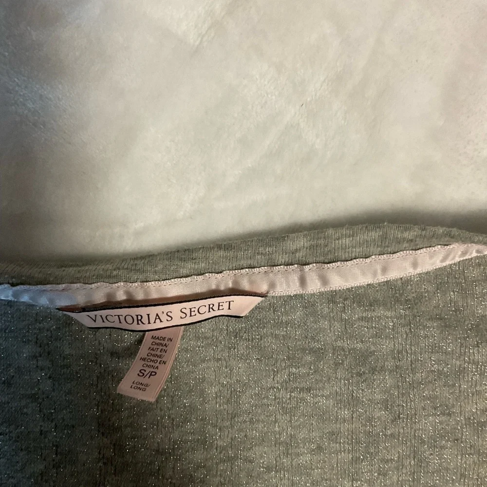 Victorias Secret Gray Top and Pink Striped Pajama Set